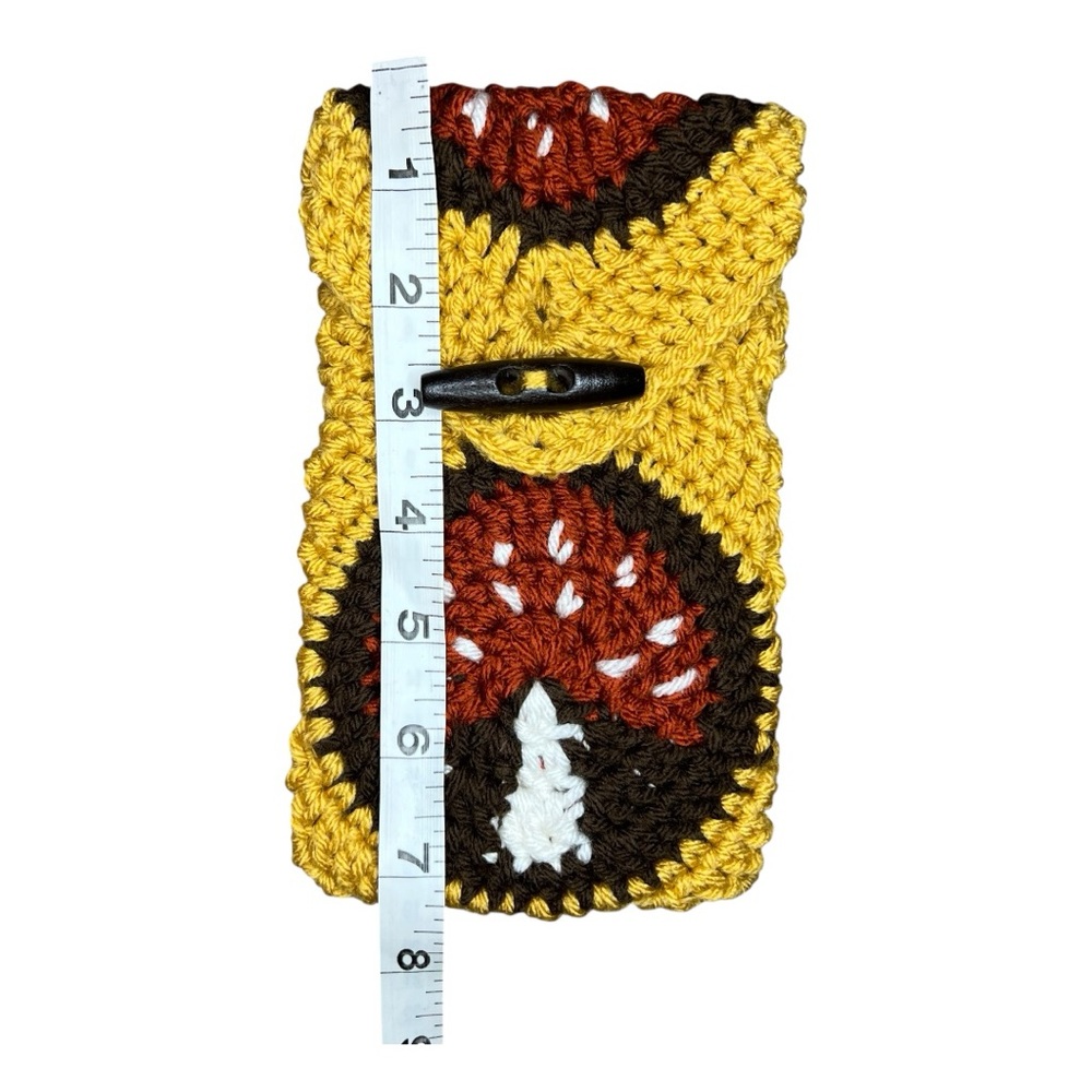 HANDMADE Crocheted Toadstool Granny Square Phone Cover Pouch - Picture 5 of 6